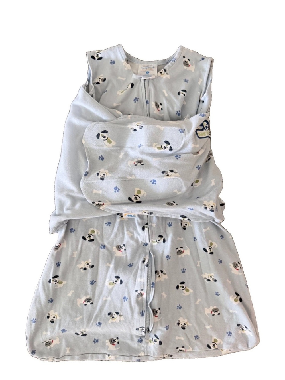 Halo SleepSack Swaddle Small (3-6m), Light Blue Cotton, 12-17lbs, GUC